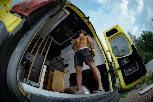 Man Black Paints Camper Motor Home