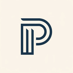 Letter P Logo  With Blue Lines