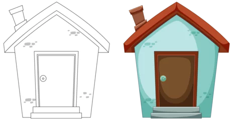 Fototapete Kinder Vector illustration comparing two states of a house.