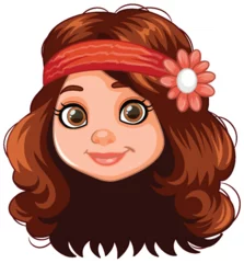 Fototapete Kinder Vector illustration of a smiling girl with a headband.