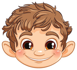 Vector illustration of a smiling young boy's face.