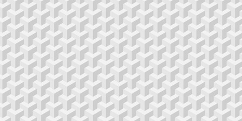 Fototapeta premium Minimal modern cube tile and mosaic wall grid backdrop hexagon technology transparent wallpaper background. white and gray geometric block cube structure backdrop grid triangle texture vintage desig