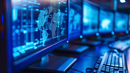 Global network visualization on computer screens.