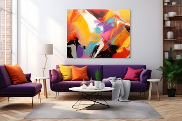 Abstract Art in Bold Colors: A striking piece of abstract art featuring bold and vibrant colors, perfect for adding a modern touch to any space.

