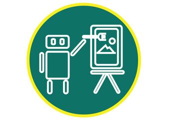 Outline AI generated  digital art or creative software tools concept. Editable Clip Art.