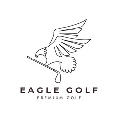 golf logo with eagle template  vector icon symbol minimalist design