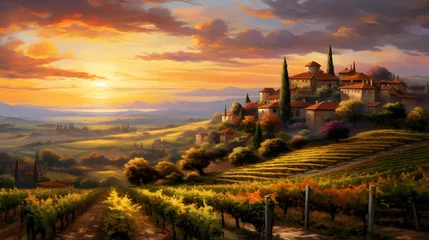 Foto op Canvas Panoramic view of Tuscany at sunset, Italy. © Iman