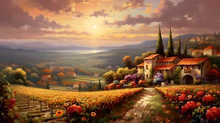 Fotobehang Landscape of Tuscany, Italy. Panoramic image © Iman