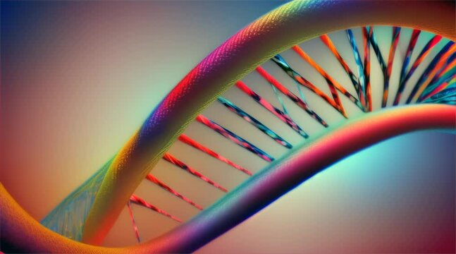 DNA Helix on Black Background with DNA Structure. 3D render of a molecule with rollercoaster tracks forming a helix structure