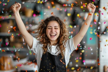 Professional Photography of a Personal Assistant Celebrating Successful Completion of Tasks And Achievements, Generative AI