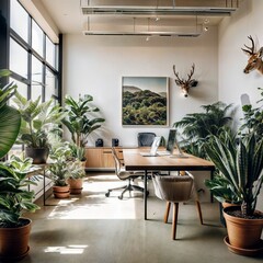 office interior with plants
