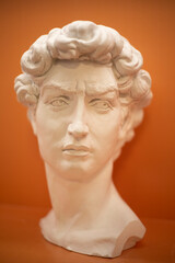 Plaster head of Alexander the Great. Roman figure.