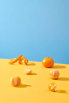 Fresh ripe mandarine with mandarin peel