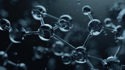Closeup of detailed technology with bubbles bonds and atoms portrayed in a dark and mysterious manner