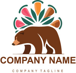 Vector minimalist bear logo design for a fictitious brand named lorem ipsum