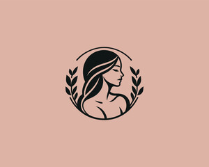feminine minimalist wellness business logo design,beauty logo desgin with leaf,cosmatic logo, beauty care logo