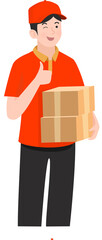Naklejka premium delivery man holding cardboard box