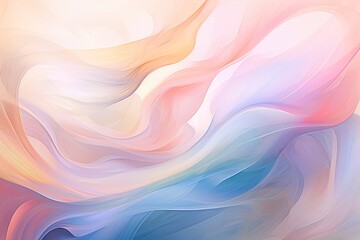 Soft, flowing pastel waves evoke a serene abstract beauty. Applicable in design and art therapy. 