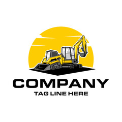 mini excavator company  logo vector image, Skid steer loader company  logo vector image