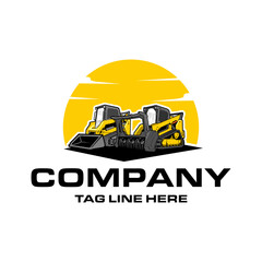 Skid steer loader company  logo vector image, mulching machine illustration, Land Clearing Mulcher vector art