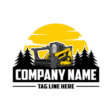 mulching machine illustration, Land Clearing Mulcher vector art
