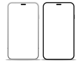 Smartphone with a blank screen on a white background. Smartphone mockup closeup isolated on white background.