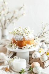 Spring-themed cake with floral decoration, perfect for seasonal celebrations. 