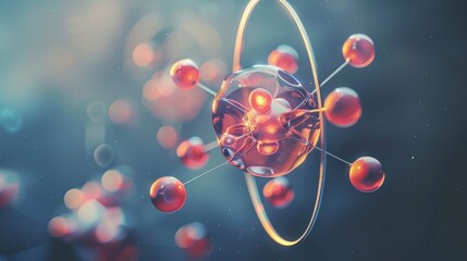 molecule or atom, Abstract structure for Science or medical background, 3d illustration, science, atom, abstract, chemistry, structure, blue, chemical, backgroun
