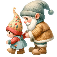 Gnome Father's Day Watercolor Clipart Illustration