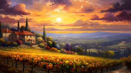 Fototapeten Panoramic view of vineyards in Tuscany, Italy © Iman