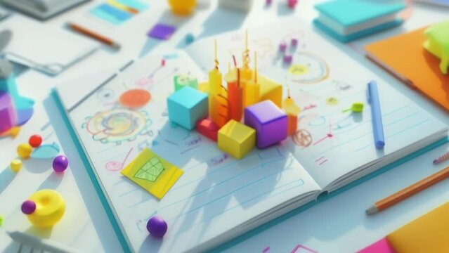 Notebook pages filled with colorful mind maps and notes showcasing the brainstorming process in a collaborative learning environment.