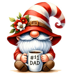 Gnome Father's Day Watercolor Clipart Illustration