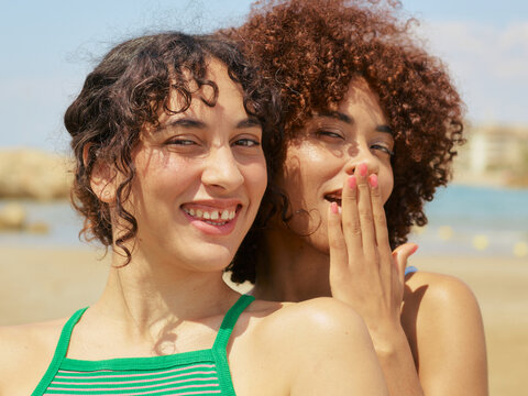 Friends being silly and fun portrait at vacation