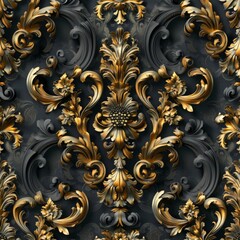 illustrator of Black and gold metal 3D modern luxury futuristic background