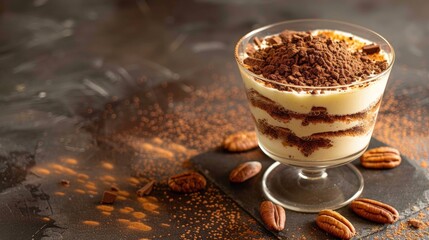 italian tiramisu dessert in a glass