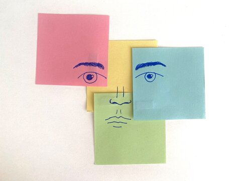 Colourful Face on Sticky Notes