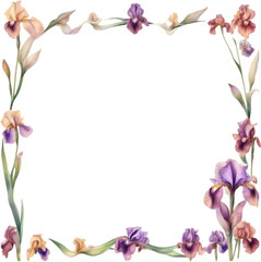 Colorful painting of Iris floral frame.