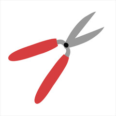 Pruning shears doodle icon, garden scissors, vector illustration of pruners or secateurs, scissors for gardening, cutting brunches, isolated outline clipart on white background