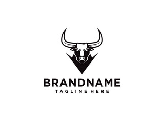 bull logo vector. bull head logo design. bull head mascot logo. horn bull vector