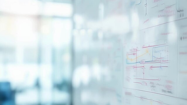 A detailed shot of a whiteboard filled with diagrams and calculations illustrating the strategic planning and quick decisionmaking required for successful reshoring in a rapidly