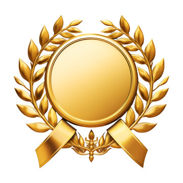 gold circles medal award with ribbon banner
