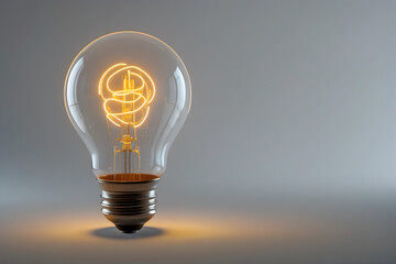 Lightbulb lit with an isolated white background