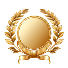 gold circles medal award with ribbon banner