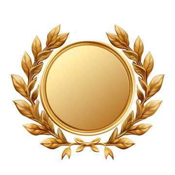 gold circles medal award with ribbon banner