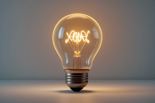 Lightbulb lit with an isolated white background