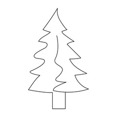 Obraz premium Christmas tree continuous one line drawing of outline vector illustration 