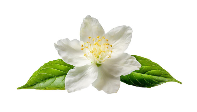 White jasmine flower isolated on transparent background.