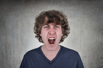 Angry teenager yelling