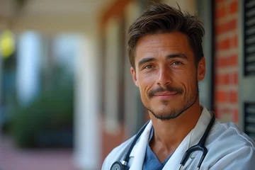 Foto op Plexiglas Portrait of a handsome male doctor  © Vivid Verse