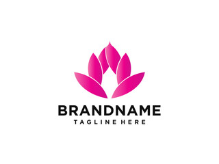 Lotus Flower Logo abstract Beauty Spa salon Cosmetics brand Linear style. Looped Leaves Logotype design vector Luxury Fashion template.